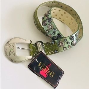 Wildfire Belts Womens Rhinestone 100% Leather 34L
